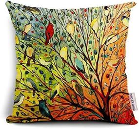 img 3 attached to 🖼️ QINU KEONU Oil Painting Birds Cotton Linen Throw Pillow Case Cushion Cover Home Sofa Decor 18x18 Inch