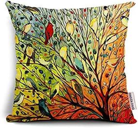 img 1 attached to 🖼️ QINU KEONU Oil Painting Birds Cotton Linen Throw Pillow Case Cushion Cover Home Sofa Decor 18x18 Inch