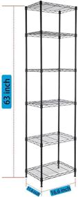 img 2 attached to 🗄️ Black Metal 6-Tier Wire Shelf Display Rack for Laundry Bathroom Kitchen, Adjustable Height Standing Shelving Unit 16.6” x 11.6” x 63” (6-Tier-Down)
