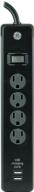 💡 ge 13478 surge protector: 4 outlet, 3' cord, 2 usb ports, 450j, 1.0a, black - ultimate power protection! logo