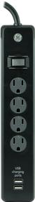 img 3 attached to 💡 GE 13478 Surge Protector: 4 Outlet, 3' Cord, 2 USB Ports, 450J, 1.0A, Black - Ultimate Power Protection!