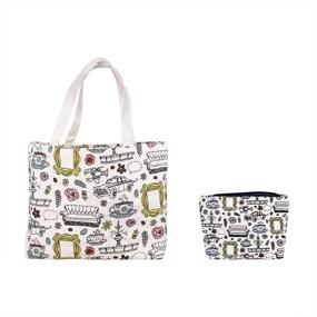 img 4 attached to 👜 Ultimate Friends TV Show Merch: Kitchen Reusable Grocery Bags & Makeup Bag Combo!