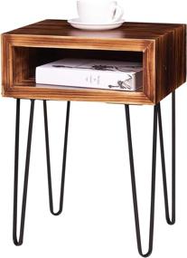 img 4 attached to 🛏️ Solid Pine Wood Nightstand Side Table with Metal Legs for Small Spaces & Bedroom - NXN-HOME