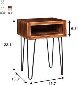 img 3 attached to 🛏️ Solid Pine Wood Nightstand Side Table with Metal Legs for Small Spaces & Bedroom - NXN-HOME