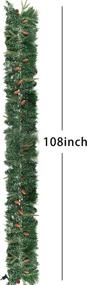 img 1 attached to Joiedomi 9ft Pre-Lit Flocked Cone Christmas Garland with 50 Warm White String Lights - Perfect for Winter Holidays