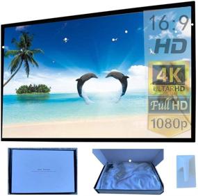img 4 attached to 🎥 100 inch16:9 HD Portable Projector Screen Foldable Anti-Crease for Home Theater Outdoor Indoor Double Sided Projection Support - Missyou