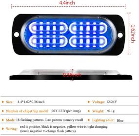 img 3 attached to Teguangmei 12-24V 20-LED Super Bright Emergency Strobe Warning Caution Hazard Construction Waterproof Flashing Strobe LED Light Bar Surface Mount For Car Truck SUV Van (Blue)