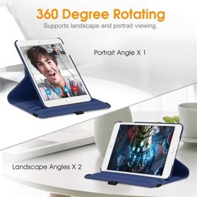 img 1 attached to 🔹 Fintie iPad Mini Case - 360 Degree Rotating Smart Stand Protective Cover with Auto Sleep/Wake - Navy