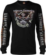 🦅 harley-davidson military kadena air base eagle ride men's black long-sleeve t-shirt with graphic eagle design logo