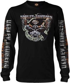 img 2 attached to 🦅 Harley-Davidson Military Kadena Air Base Eagle Ride Men's Black Long-Sleeve T-Shirt with Graphic Eagle Design