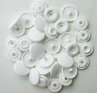 🔘 white regular length kam snap buttons size 20 (1/2 inch) plastic fasteners for sewing on cloth diapers, bibs, unpaper towels, and pul logo