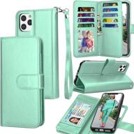 📱 tekcoo wallet case for iphone 11 pro max (6.5 inch) 2019 - turquoise: luxury pu leather folio flip cover with credit card slots, id holder, detachable magnetic hard case, lanyard logo