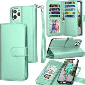 img 4 attached to 📱 Tekcoo Wallet Case for iPhone 11 Pro Max (6.5 inch) 2019 - Turquoise: Luxury PU Leather Folio Flip Cover with Credit Card Slots, ID Holder, Detachable Magnetic Hard Case, Lanyard