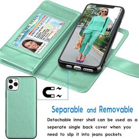 img 2 attached to 📱 Tekcoo Wallet Case for iPhone 11 Pro Max (6.5 inch) 2019 - Turquoise: Luxury PU Leather Folio Flip Cover with Credit Card Slots, ID Holder, Detachable Magnetic Hard Case, Lanyard