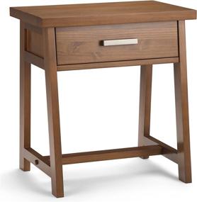 img 4 attached to 🛏️ SimpliHome Sawhorse 24" Wide Nightstand - Medium Saddle Brown Solid Wood, Rectangle with Storage Drawer - Modern Industrial Bedside Table for Bedroom