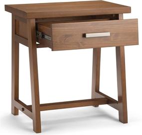 img 2 attached to 🛏️ SimpliHome Sawhorse 24" Wide Nightstand - Medium Saddle Brown Solid Wood, Rectangle with Storage Drawer - Modern Industrial Bedside Table for Bedroom