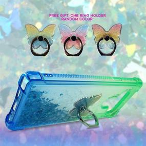 img 2 attached to Zase Design Case For LG K51/LG Reflect Clear Case Liquid Glitter Sparkle Bling Protective Cover 3D Floating Butterflies Waterfall Quicksand Shockproof W/Phone Ring (Gradient Green Blue)