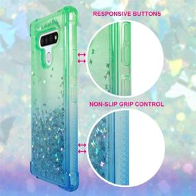 img 1 attached to Zase Design Case For LG K51/LG Reflect Clear Case Liquid Glitter Sparkle Bling Protective Cover 3D Floating Butterflies Waterfall Quicksand Shockproof W/Phone Ring (Gradient Green Blue)