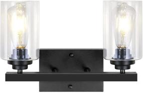 img 3 attached to Industrial Vintage 2-Light Black Wall Sconce with Clear Glass Shade - Perfect Bathroom Vanity Light Fixture for Modern Farmhouse Décor in Bedroom, Living Room, Hallway, or Kitchen