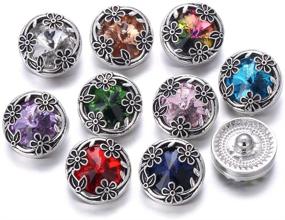 img 4 attached to 🌸 Enhance Your Style with Lovglisten's Flower Crystal Snap Buttons Charms Collection (10pcs) - Perfect for Snap Bracelets, Bangles, and Necklaces (3)