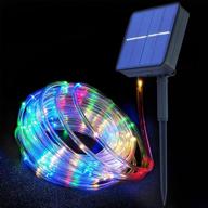 solar rope string lights: led solar powered 33ft 100 leds fairy lights for outdoor garden party decoration - multicolor, 1 pack logo