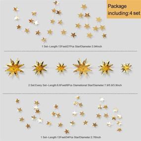 img 3 attached to 🎉 Shimmering Pinkblume Gold Party Decorations Kit: Star Paper Garland & Metallic Hanging Bunting for Celebrations, Birthdays, Weddings, and more! (4-Pack)