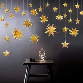 img 1 attached to 🎉 Shimmering Pinkblume Gold Party Decorations Kit: Star Paper Garland & Metallic Hanging Bunting for Celebrations, Birthdays, Weddings, and more! (4-Pack)