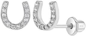 img 4 attached to 🐴 925 Sterling Silver Cubic Zirconia Horseshoe Screw Back Earrings - Stylish Studs for Girls, Toddlers to Pre-Teens - Elegant Jewelry for Daily Wear