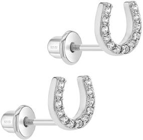 img 3 attached to 🐴 925 Sterling Silver Cubic Zirconia Horseshoe Screw Back Earrings - Stylish Studs for Girls, Toddlers to Pre-Teens - Elegant Jewelry for Daily Wear