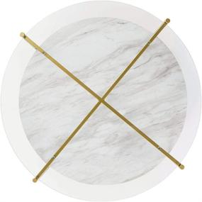 img 1 attached to ☕️ Contemporary Round Coffee Table with Glass & Faux Marble, White & Gold - Signature Design by Ashley Wynora