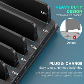 img 2 attached to 🔌 Powstick Charging Station: 6 USB Ports, 60W 12A Fast Multi Charger for Multiple Devices - Cell Phones, Tablets, Smartphones, and Electronics - Heavy Duty Dividers, Mixed Cables - Ideal for Home Office Organization