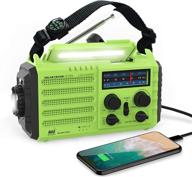 📻 5-in-1 noaa weather radio: 5000mah solar hand crank portable radio with am/fm/sw, reading lamp, cell phone charger, led flashlight, and sos for home and emergency preparedness logo