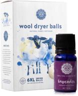 woolzies wool dryer balls organic: 6 xl laundry balls for dryer + 10 ml lavender essential oil combo - 100% pure and natural fabric softener, best scented wool balls laundry logo