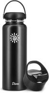 🌊 dione 40 oz. flask water bottle - double wall stainless steel & vacuum insulated (black) - sport hydro container for home, office, school, outdoor camping - standard mouth, leak proof, bpa free cap logo