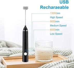 img 1 attached to 🥛 Ultimate Rechargeable Milk Frother: Handheld Electric Foam Maker with Stainless Whisk - 3 Speeds for Bulletproof Coffee, Latte, Cappuccino, Hot Chocolate - Includes Extra 16 Pcs Art Stencils