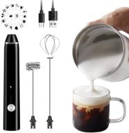 🥛 ultimate rechargeable milk frother: handheld electric foam maker with stainless whisk - 3 speeds for bulletproof coffee, latte, cappuccino, hot chocolate - includes extra 16 pcs art stencils logo