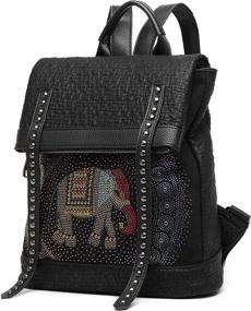 img 4 attached to Elephant Rhinestone Backpack Convertible Rucksack
