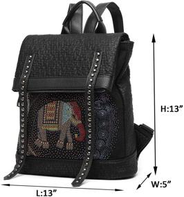 img 1 attached to Elephant Rhinestone Backpack Convertible Rucksack