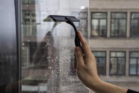 img 1 attached to 🚿 BINO Matte Black Shower Squeegee for Sparkling Shower Glass Doors - Small Bathroom Squeegee with Suction Cup