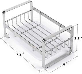 img 2 attached to HULISEN Stainless Steel Kitchen Sink Sponge Holder with Removable Drain Tray - Countertop Soap Dispenser Caddy Organizer, Soap Dish Rack Drainer (Dispenser and Brush Not Included)