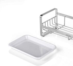 img 3 attached to HULISEN Stainless Steel Kitchen Sink Sponge Holder with Removable Drain Tray - Countertop Soap Dispenser Caddy Organizer, Soap Dish Rack Drainer (Dispenser and Brush Not Included)