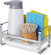 hulisen stainless steel kitchen sink sponge holder with removable drain tray - countertop soap dispenser caddy organizer, soap dish rack drainer (dispenser and brush not included) logo