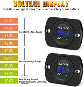 img 2 attached to Водонепроницаемый цифровой автомобильный вольтметр: 2 штуки светодиодная панель отображения для автомобилей, грузовиков, мотоциклов, лодок, морских судов, квадроциклов и УТВ