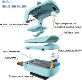 img 2 attached to 🔥 2 in 1 Portable Bag Sealer: Handheld Heat Plastic Bag Sealer & Mini Heat Vacuum Sealer for Food Storage and Snack Bags