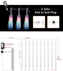 img 3 attached to Multicolor 10 Tubes 240 LED Raindrop Lights Meteor Shower Icicle Lights With Timer Function Cascading Lights Falling Rain Lights For Holiday Party Christmas Decorations