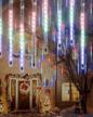 multicolor 10 tubes 240 led raindrop lights meteor shower icicle lights with timer function cascading lights falling rain lights for holiday party christmas decorations logo