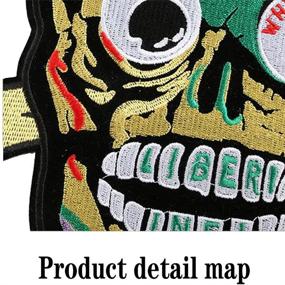 img 2 attached to 🏍️ 10'' Large Cool Iron on Skull Patch for Jackets - Colorful Skeleton Embroidered Head Motorcycle Patch for Biker Clothes/Jeans/Vest/Sweater - Sew-on/Iron-on Style to Cover Rips/Logos