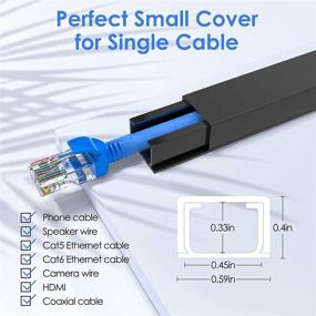 img 3 attached to Cable Concealer CMC-03: One-Cord Channel Cable Management System for Power Cord, Ethernet Cable, Speaker Wire - 125&#34; Cable Hider Raceway Kit - 8X L15.7in, W0.59in H0.4in, Black