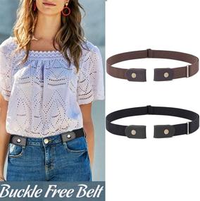 img 3 attached to Buckle Stretch Buckle Free Adjustable Coffee Women's Accessories and Belts