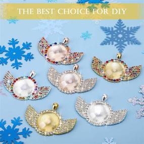 img 3 attached to 💎 DIY Jewelry Making: 36-Piece Rhinestone Bezel Pendant Trays Set with Wing Style Pendants and Colorful Round Glass Cabochons